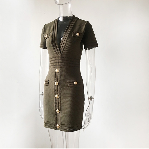 NWT UNBRANDED Short Sleeved Cotton Bandage Dress - Picture 5 of 8